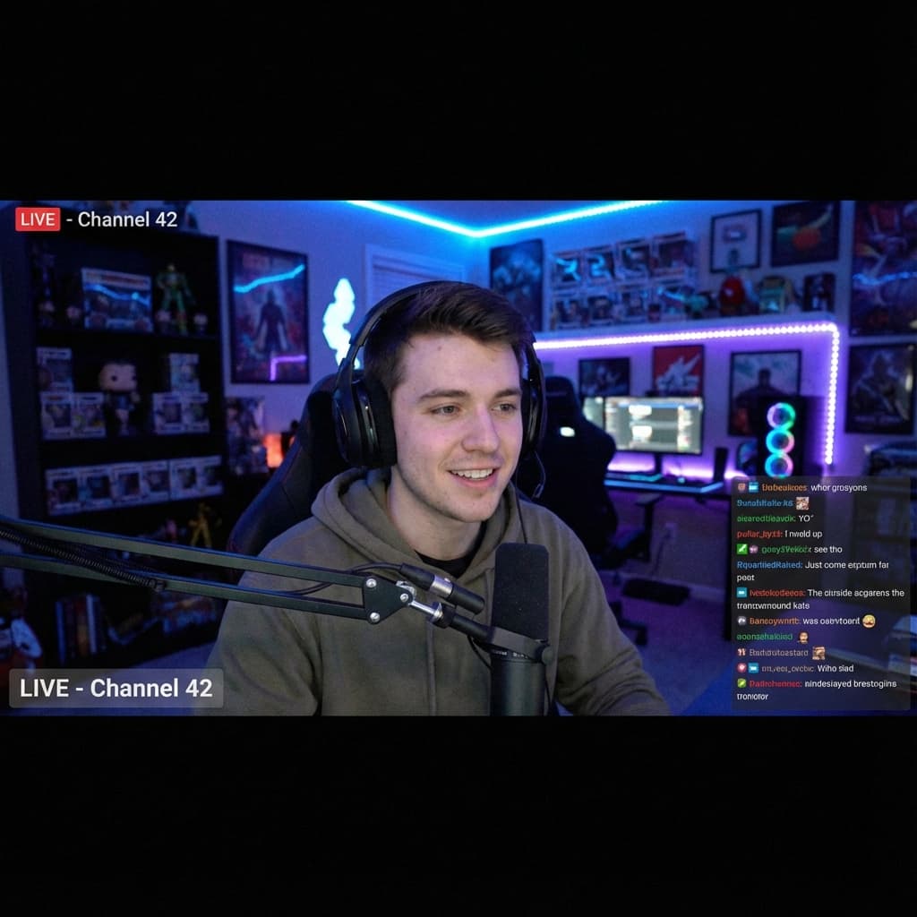 A live broadcast in Web Studio with supported platform chat